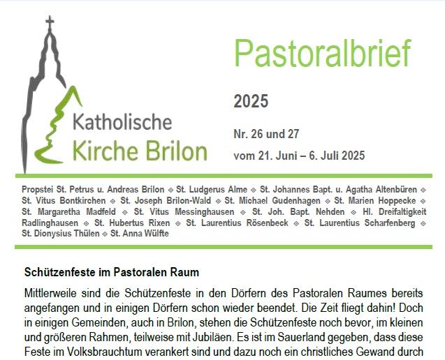 Pastoralbrief vom 21. 06. - 6. 07.25